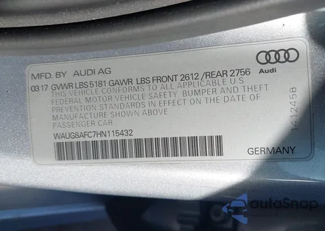 2017 Audi A6 2.0T Premium from USA, damaged, VIN WAUG8AFC7HN115432